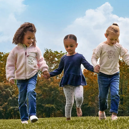 3-Pack Infant & Toddler Girls Navy, Oatmeal & Pink Long Sleeve Shirts