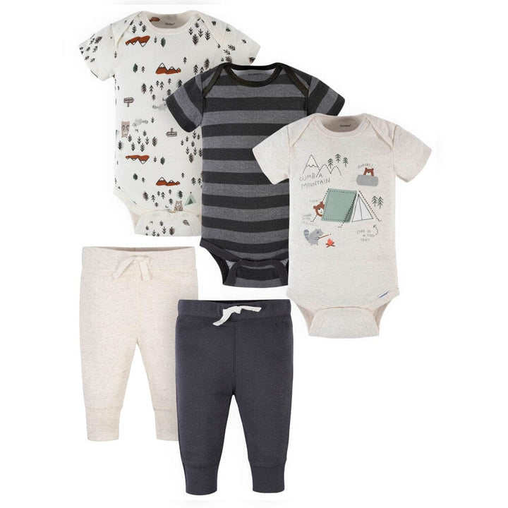 5-Piece Baby Boys Camping Onesies® Bodysuits & Pants Sets