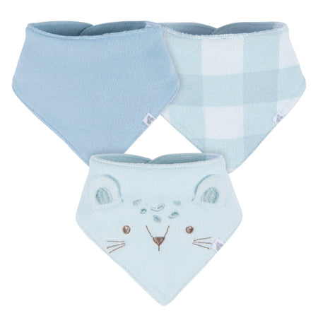 3-Pack Baby Boys Blue Lion Bandana Bibs