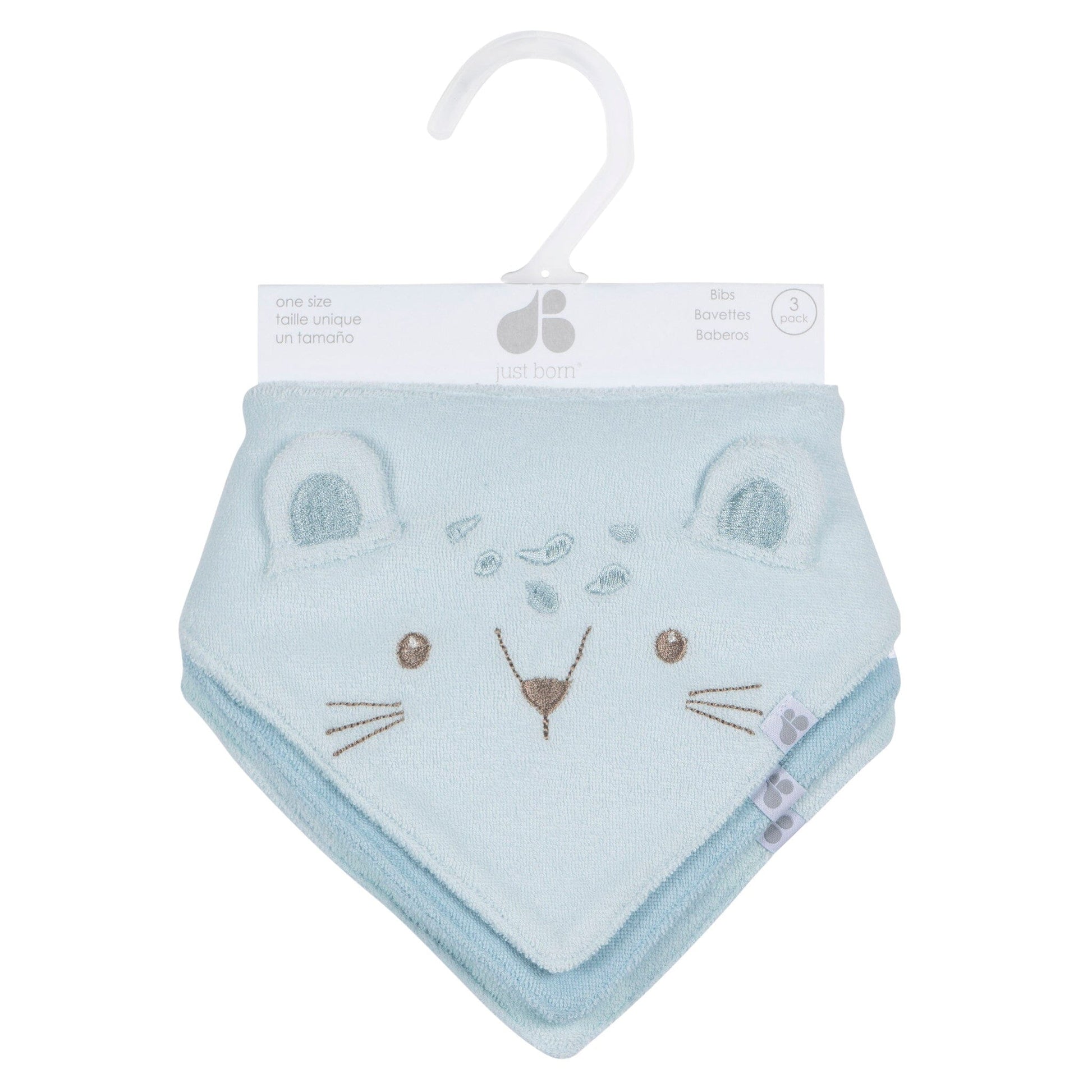 3-Pack Baby Boys Blue Bandana Bib bibs Just Born® 