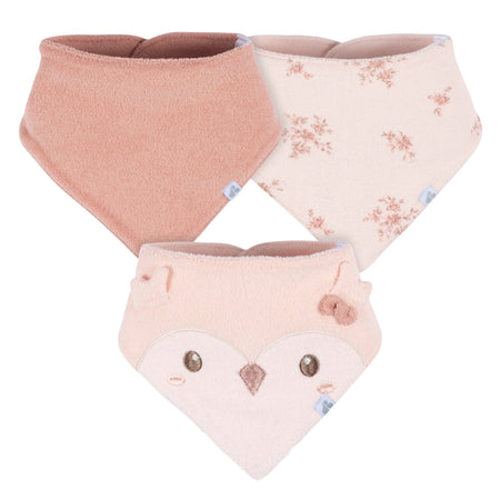 3-Pack Baby Girls Pink Owl Bandana Bibs