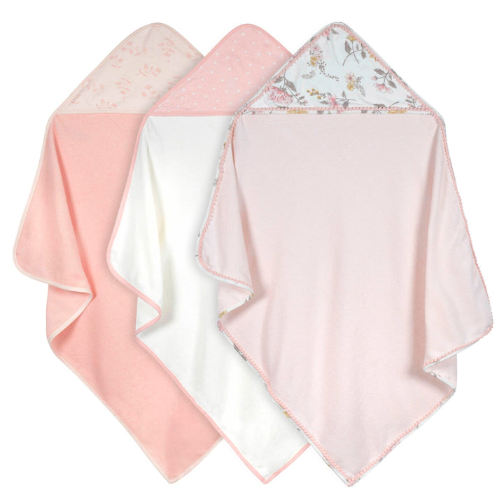 3-Pack Baby Girls Vintage Floral Hooded Towels