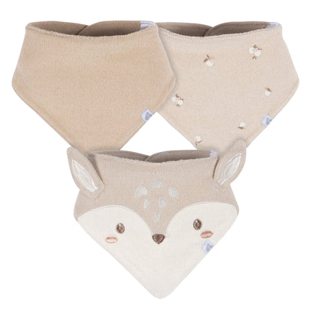 3-Pack Baby Neutral Tan Deer Bandana Bibs