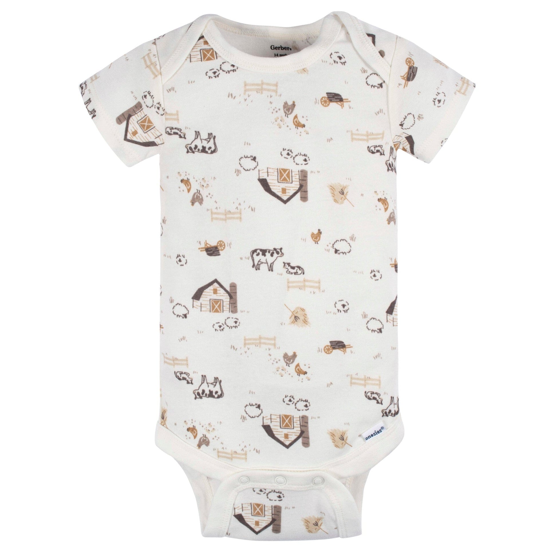 3-Pack Baby Neutral Farming Short Sleeve Onesies® Bodysuits Onesies Bodysuits Gerber® 