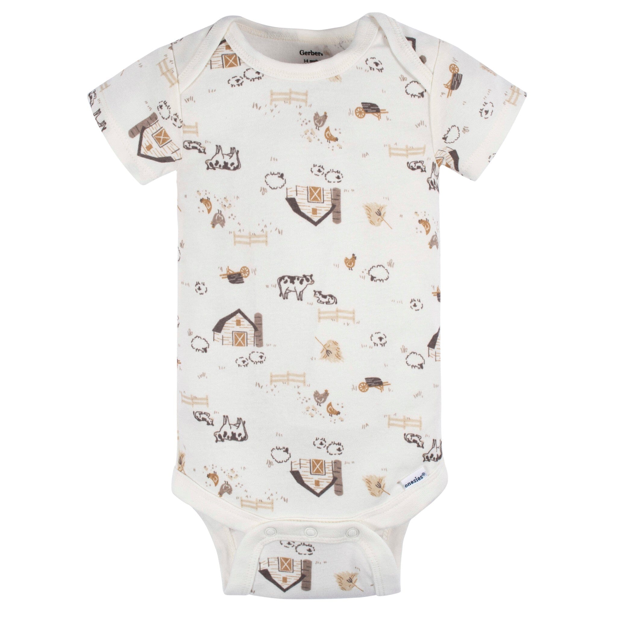 3-Pack Baby Neutral Farming Short Sleeve Onesies® Bodysuits Onesies Bodysuits Gerber® 