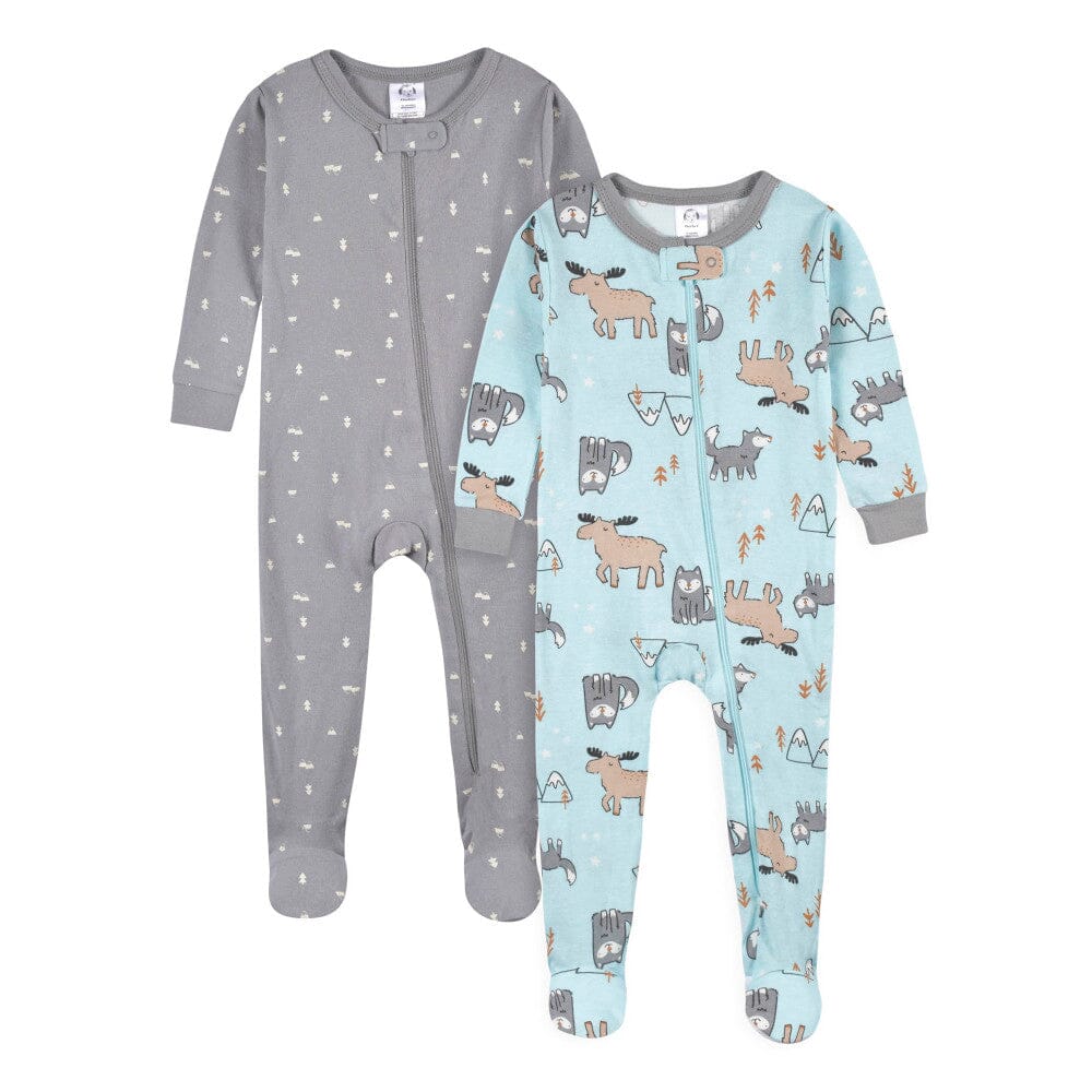 4-Pack Baby & Toddler Boys Dino & Artic Animals Snug Fit Footed Cotton Pajamas Sleepwear Gerber® 