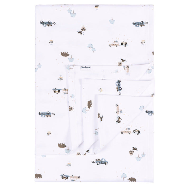 3-Piece Baby Boys Road Trip Footless Pajamas, Swaddle, and Cap Bundle sleepwear Gerber® 