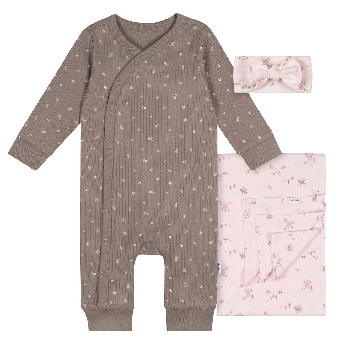 3-Piece Baby Girls Garden Sleep Starters Gift Set sleepwear Gerber® 