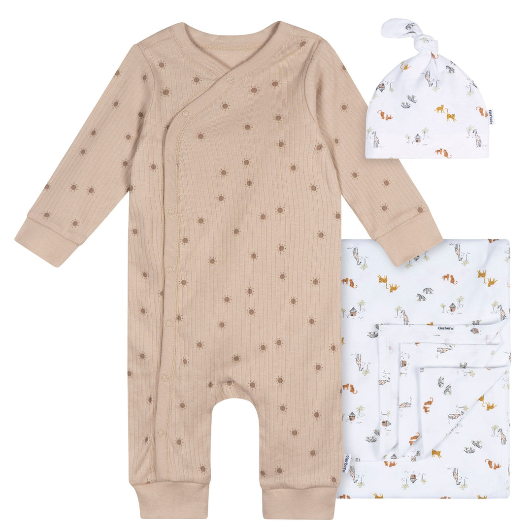 3-Piece Baby Neutral Safari Sleep Starters Gift Set sleepwear Gerber® 