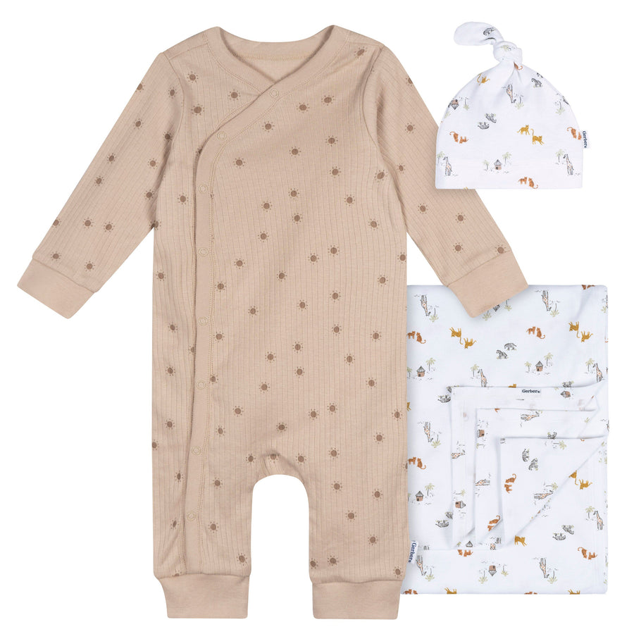 3-Piece Baby Neutral Safari Sleep Starters Gift Set sleepwear Gerber® 