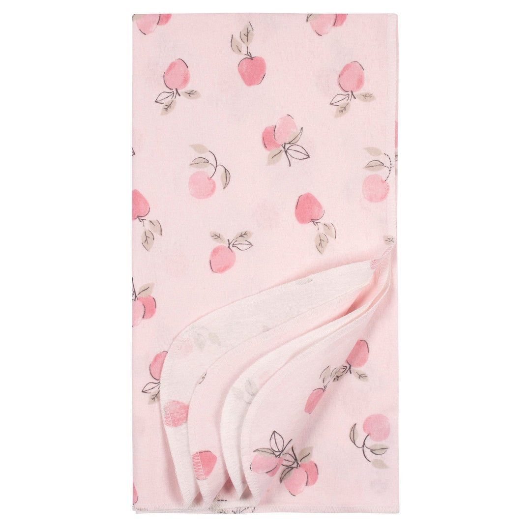 4-Pack Baby Girls Appley Sweet Flannel Blankets