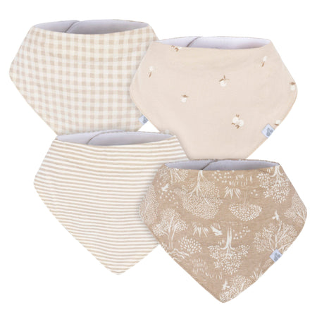 4-Pack Baby Neutral Multi Tan Bandana Bibs