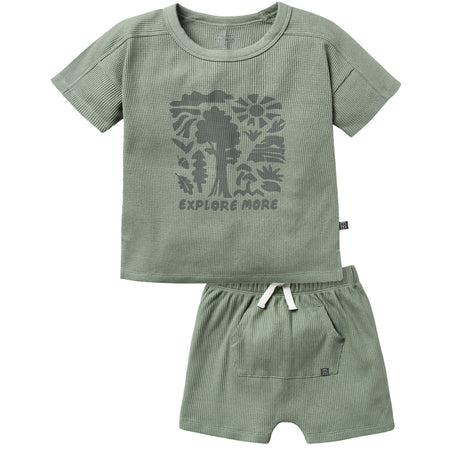 2-Piece Infant & Toddler Boys Explore More T-Shirt & Green Harem Shorts Bundle