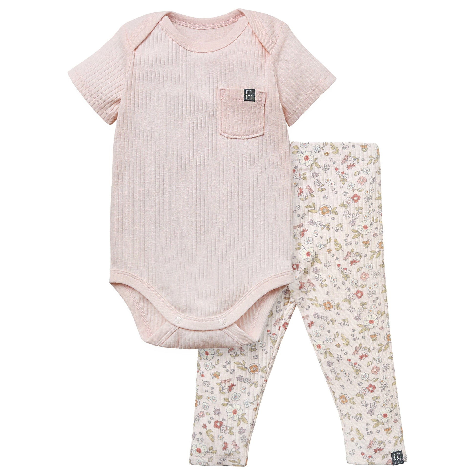 2-Piece Baby Girls Light Rose Short Sleeve Bodysuit & Spring Rose Pants Set outfits-doorbusters modern moments™ by Gerber® 