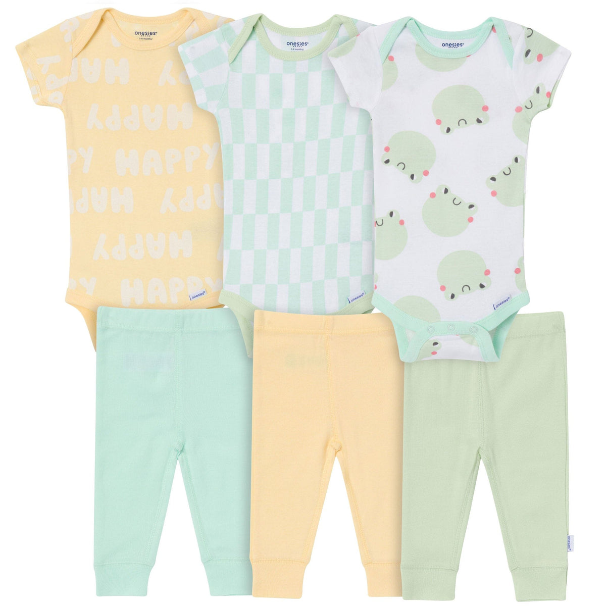 6-Piece Baby Neutral Frogs Bodysuit & Active Pant Set Outfits & Sets Gerber® 