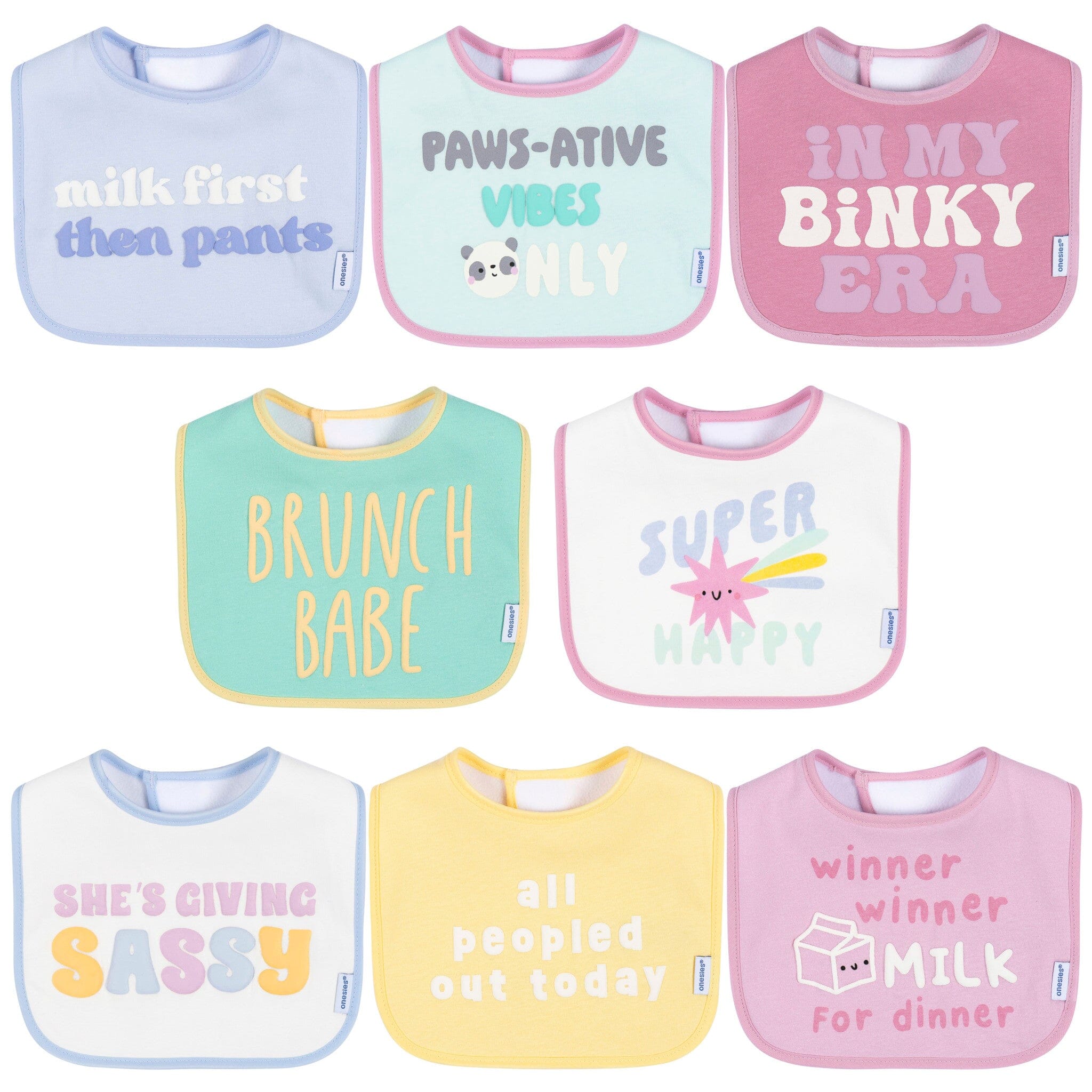 8-Pack Baby Girls Super Happy Drooling Bibs bibs Gerber® 
