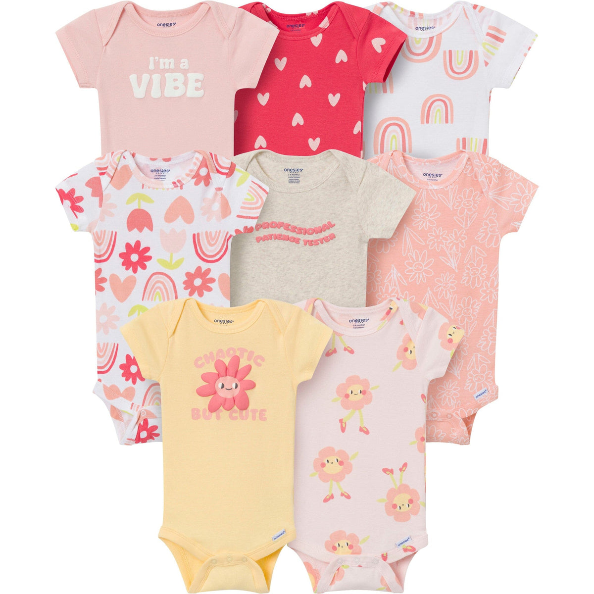 8-Pack Baby Girls Flowre Power Onesies Brand Bodysuits Onesies Bodysuits Gerber® 