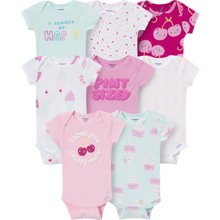 8-Pack Baby Girls Pint Sized Onesies Brand Bodysuits