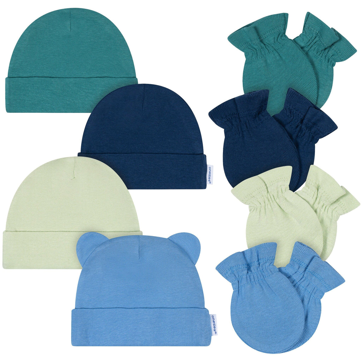 8-Piece Baby Boys Blue Cap & Mitten Set Accessories Gerber® 