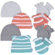 8-Piece Baby Boys Stripe Cap & Mitten Set Accessories Gerber® 