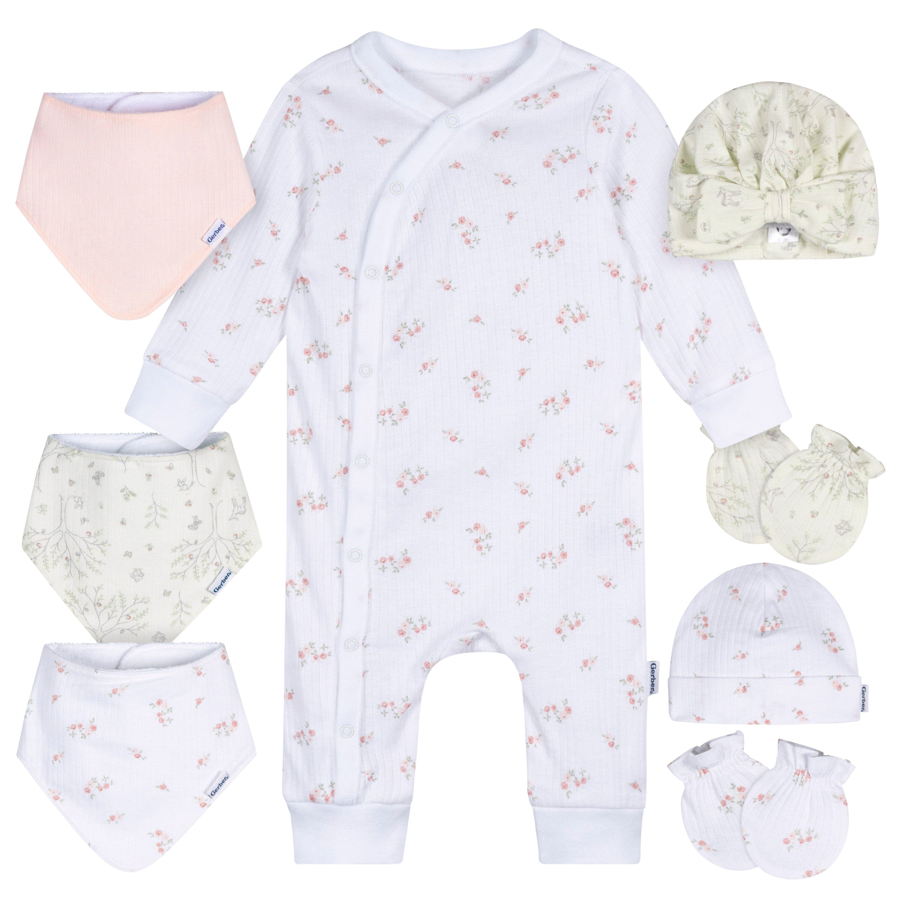8-Piece Baby Girls Deer Footless Pajama and Accessories Bundle Bundle Gerber Childrenswear 