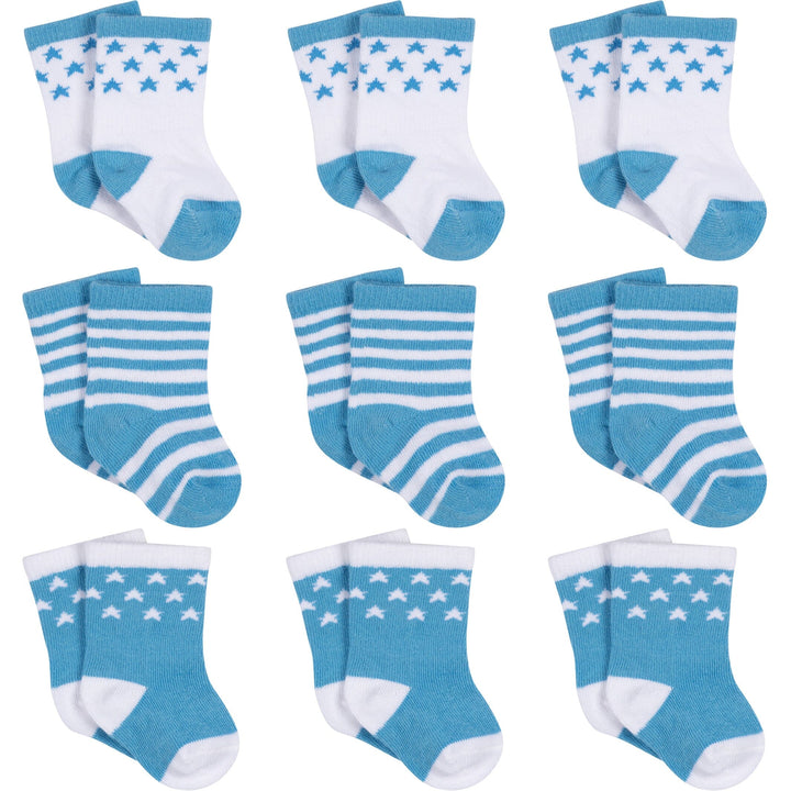 9-Pack Baby Boys Stars Jersey Crew Socks