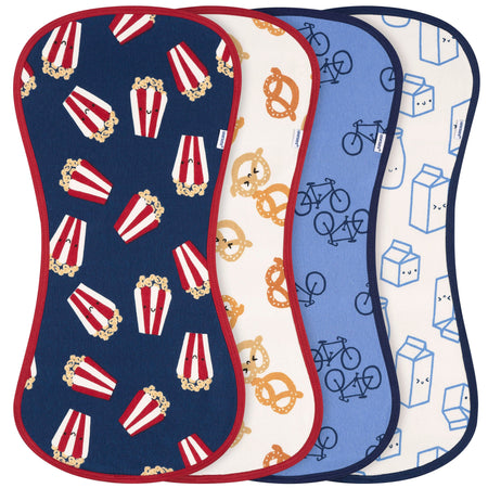 4-Pack Baby Boys Popcorn Burp Cloths