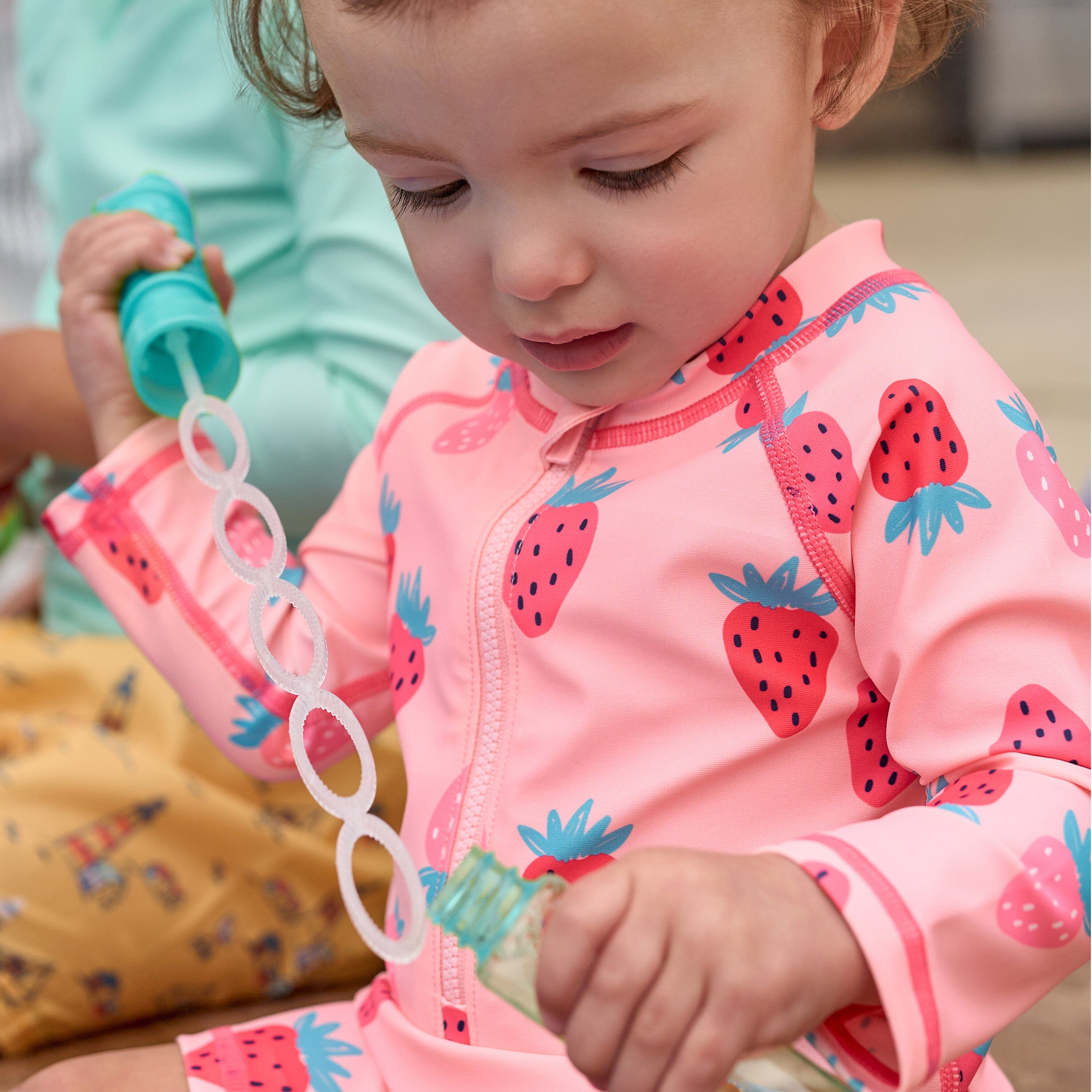 Baby Girls UPF 50+ Pink Strawberry Long Sleeve Rash Guard swimwear Gerber® 