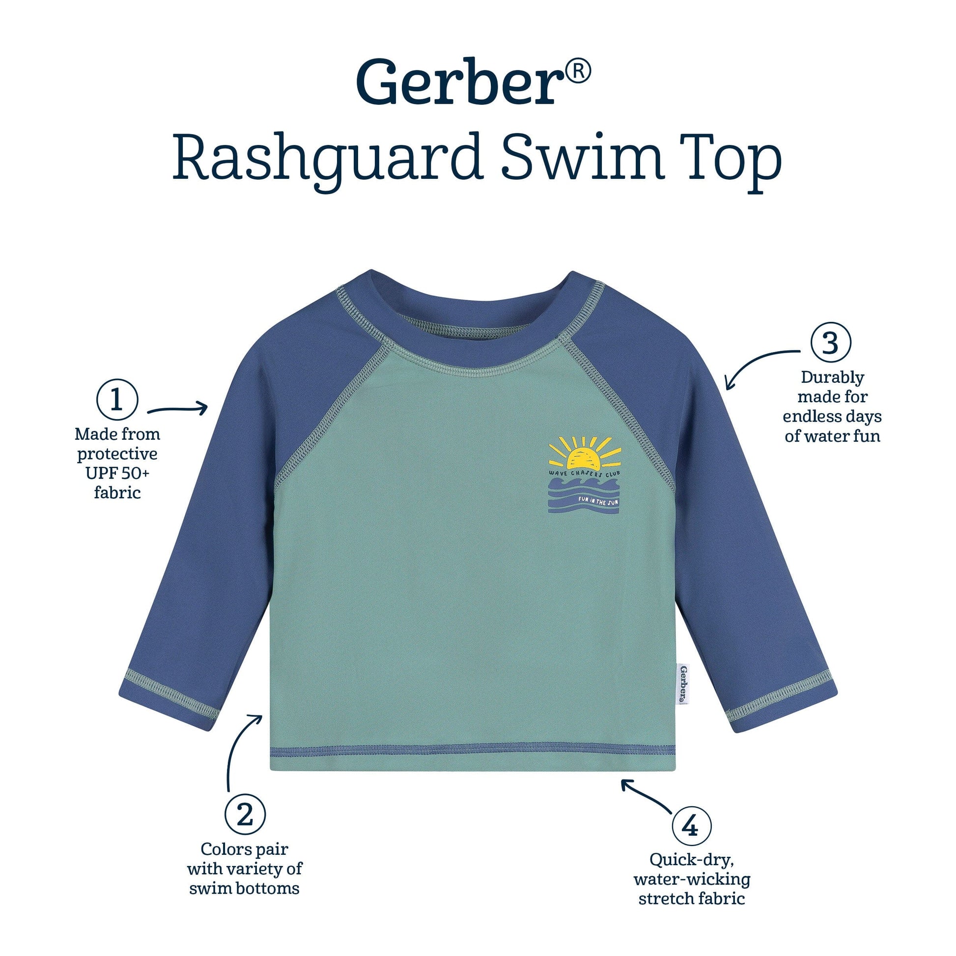 Baby & Toddler Boys UPF 50+ Wave Chasers Club Rash Guard swimwear Gerber® 