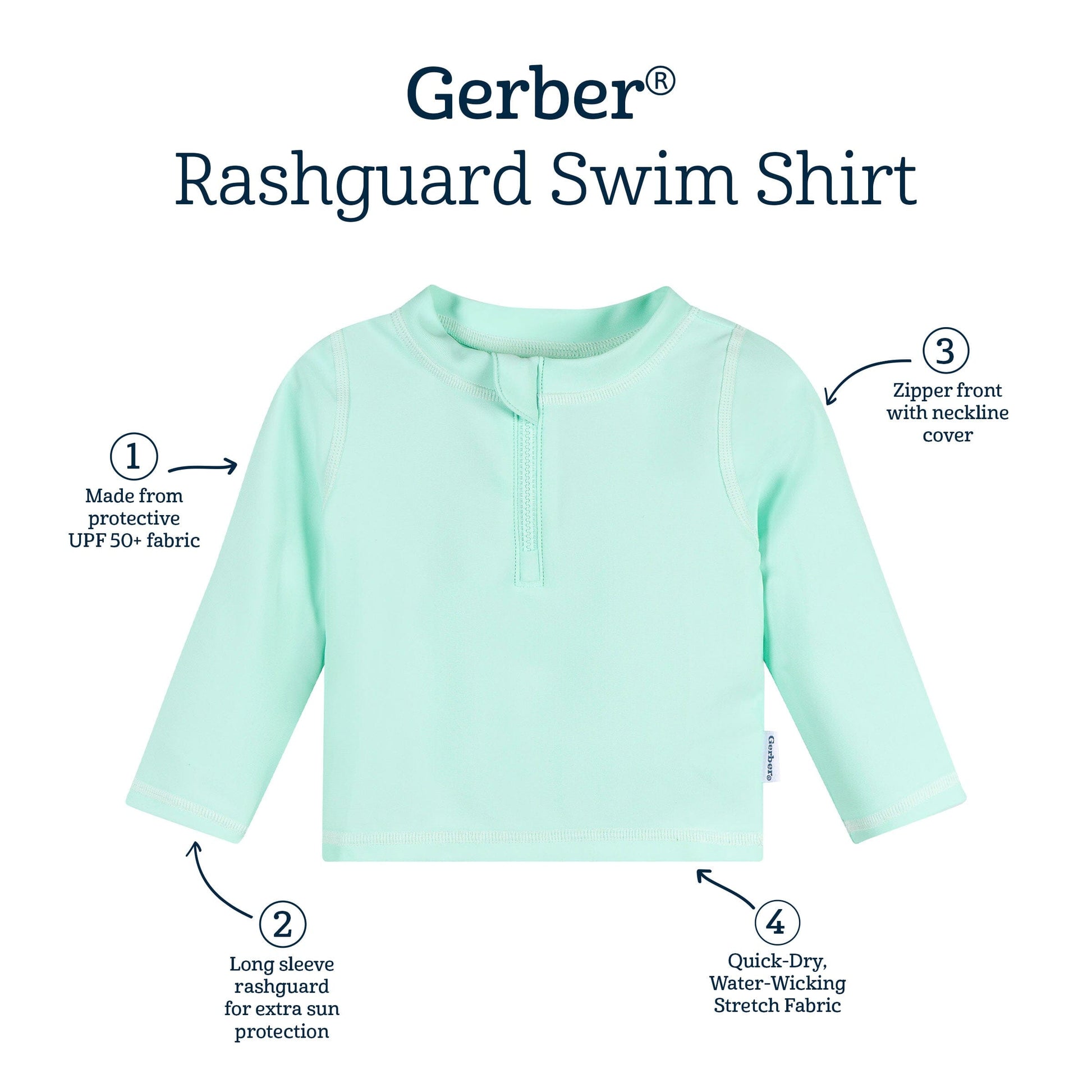 Baby & Toddler Neutral UPF 50+ Green Rashguard Top swimwear Gerber® 