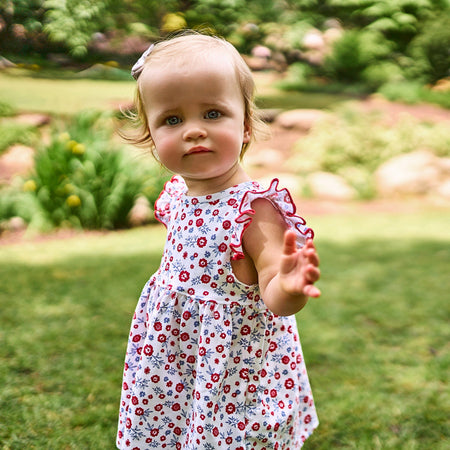 Baby Girls Red, White, & Blue Floral Dress