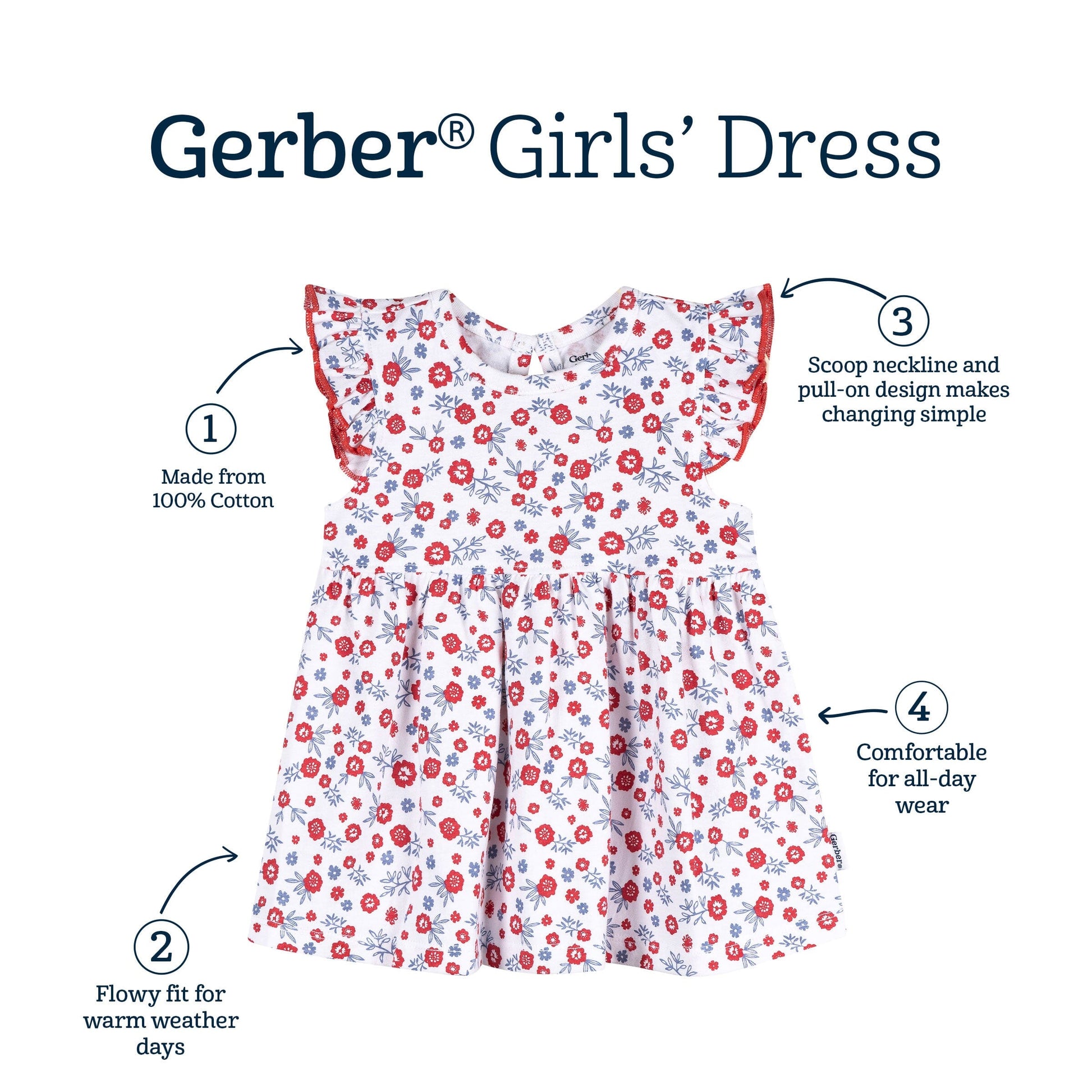 Baby Girls Floral Dress dresses Gerber® 