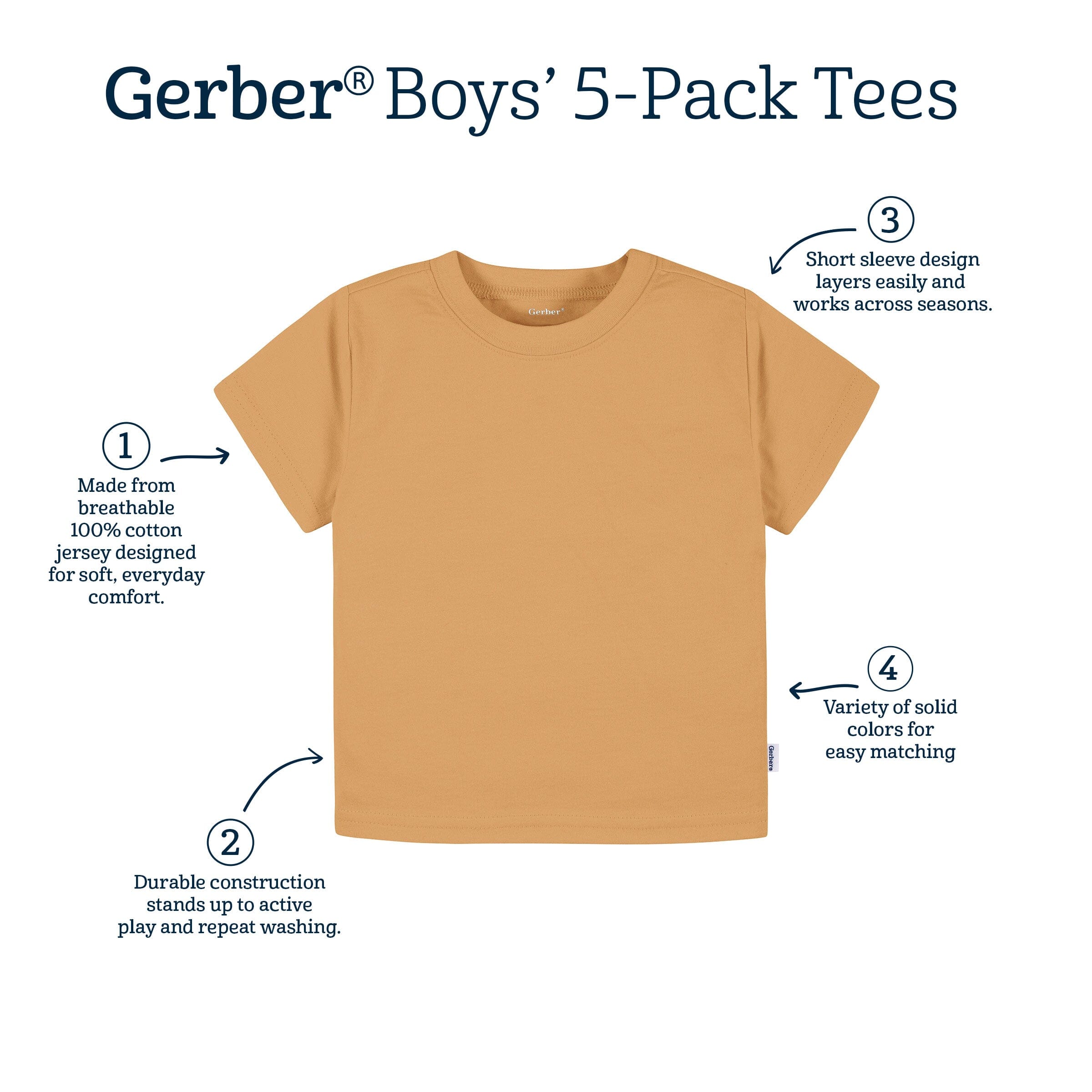 5-Pack Infant & Toddler Boys Earth Tones Short Sleeve T-Shirts tops Gerber® 