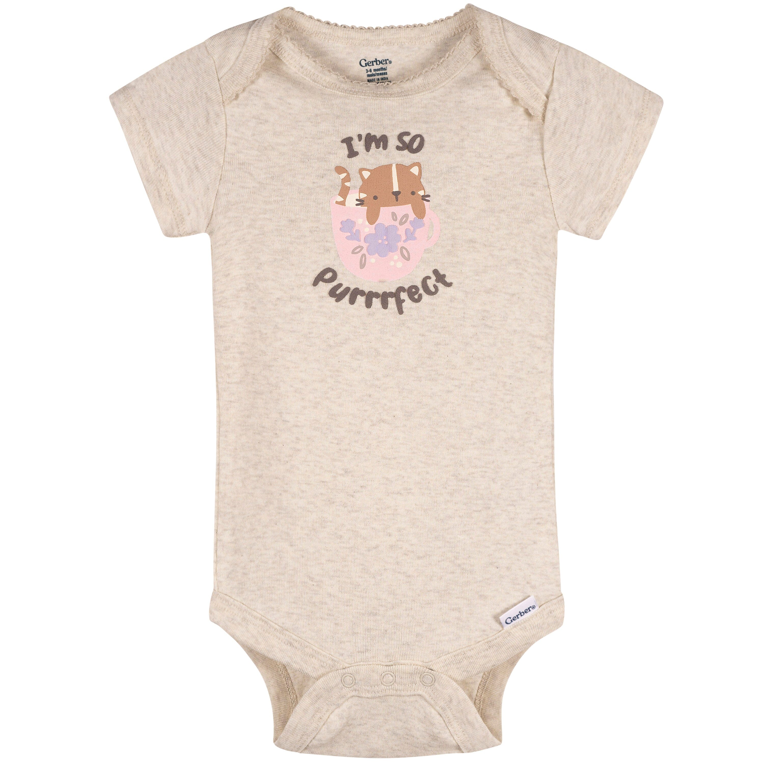 4-Pack Baby Girls Teacup Kittens Onesies® Bodysuits and Sleep 'N Play outfits Gerber® 