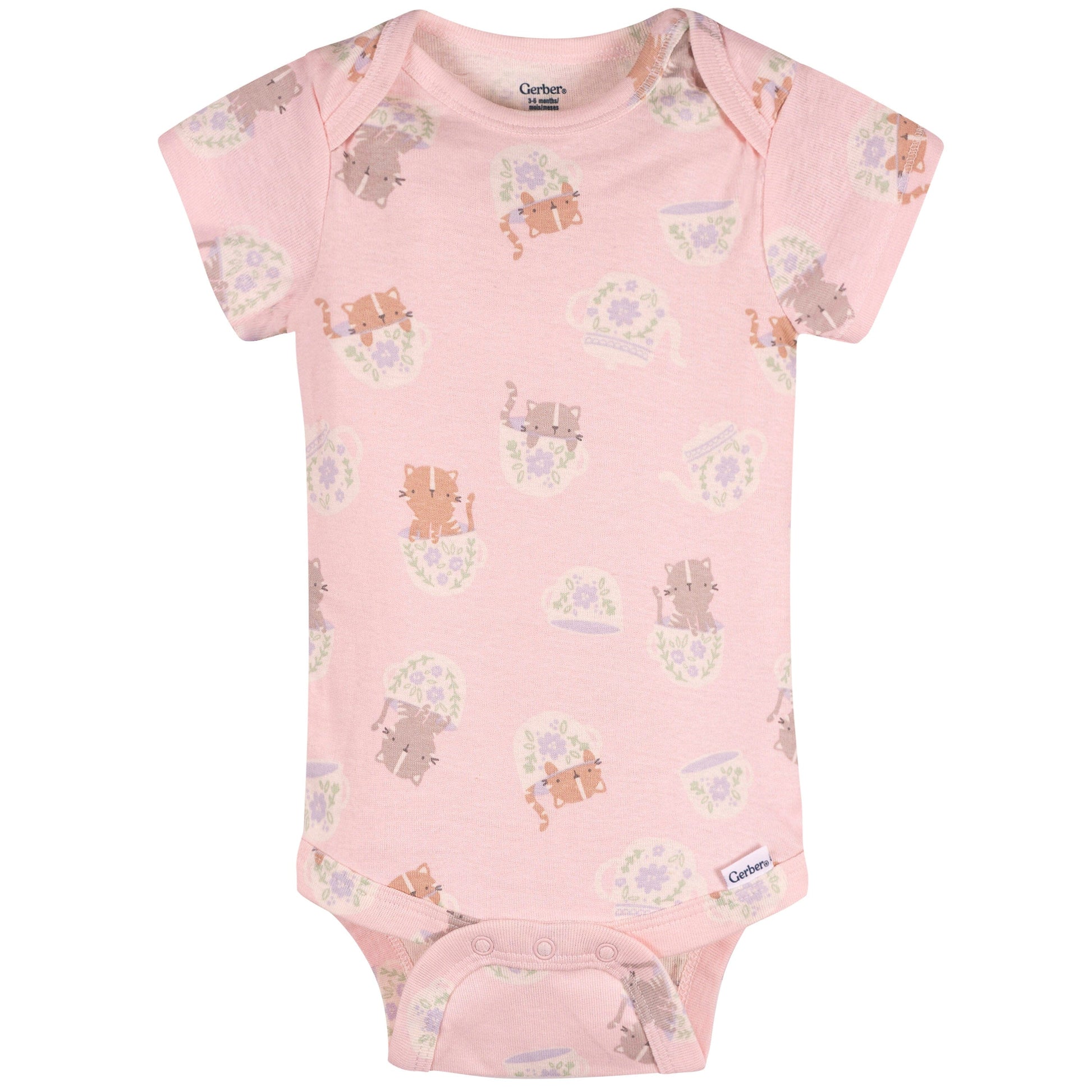 4-Pack Baby Girls Teacup Kittens Onesies® Bodysuits and Sleep 'N Play outfits Gerber® 