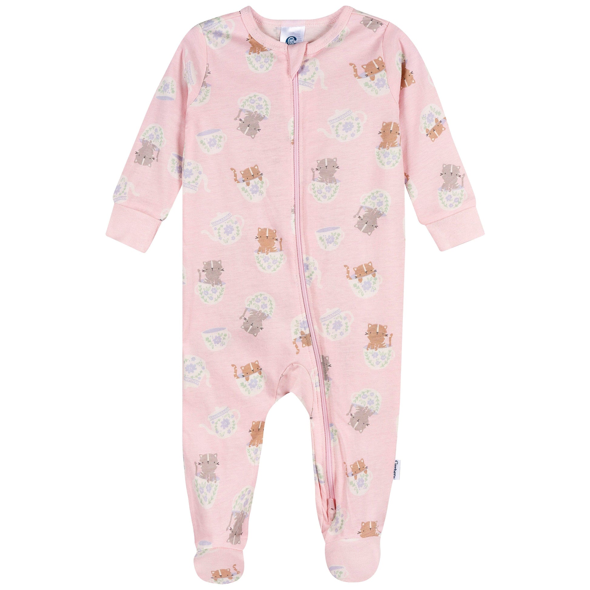 4-Pack Baby Girls Teacup Kittens Onesies® Bodysuits and Sleep 'N Play outfits Gerber® 