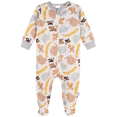 4-Pack Baby Neutral Safari Smiles Onesies® Bodysuits and Sleep 'N Play