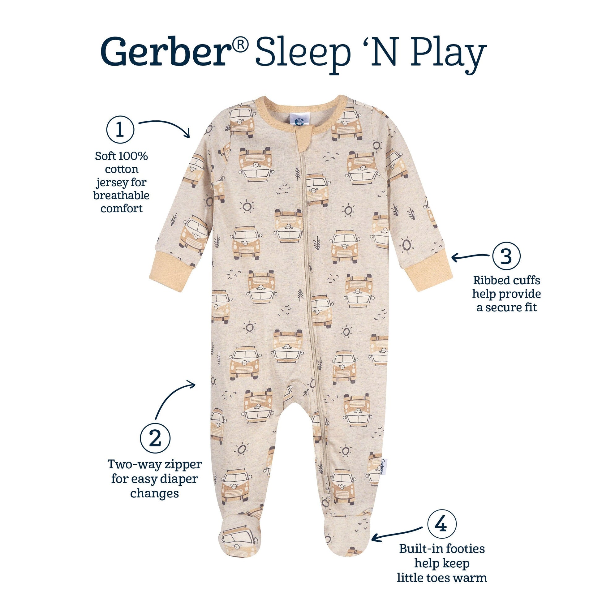 Baby Neutral Road Trip Adventure Sleep 'N Play sleepwear Gerber® 