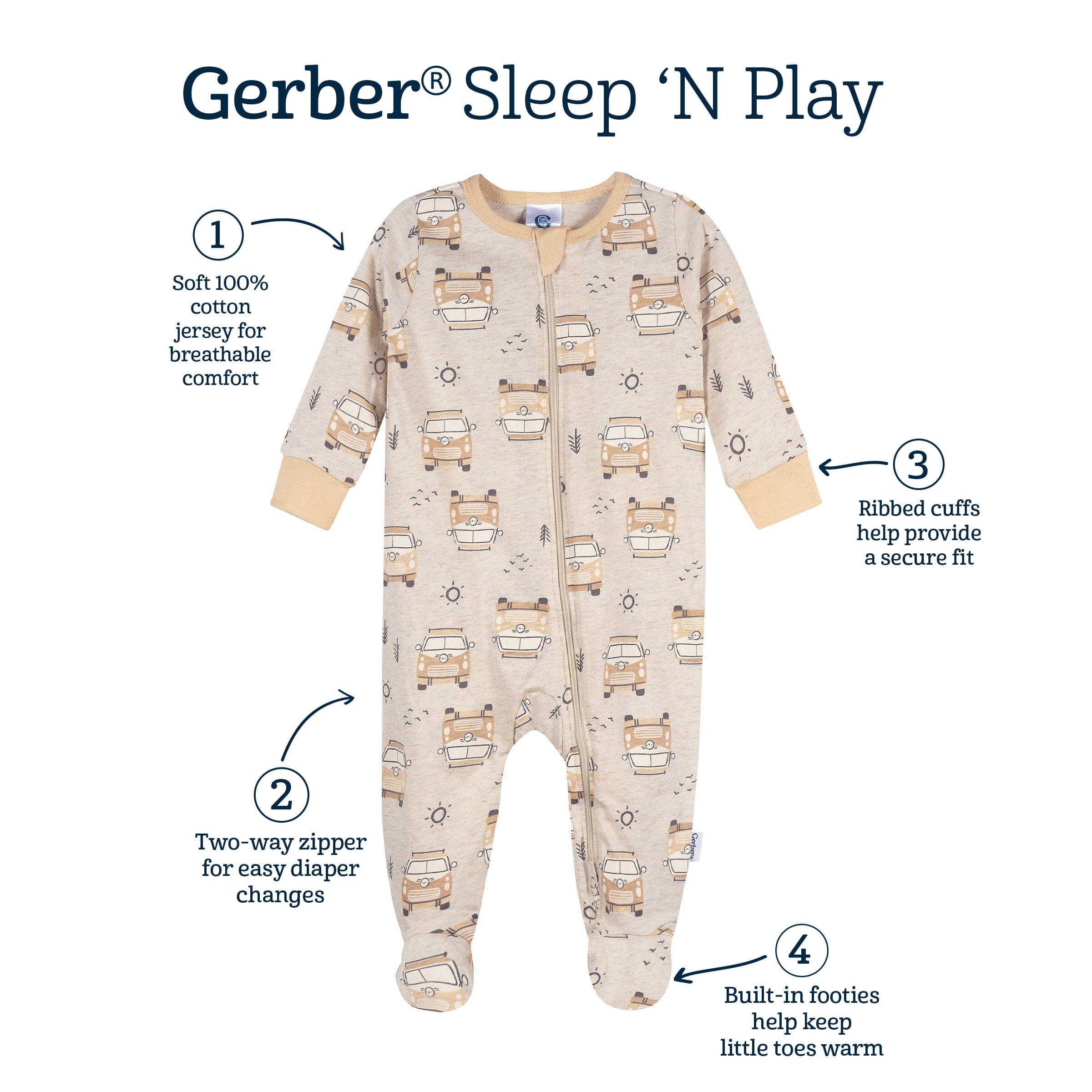 Baby Neutral Road Trip Adventure Sleep 'N Play sleepwear Gerber® 