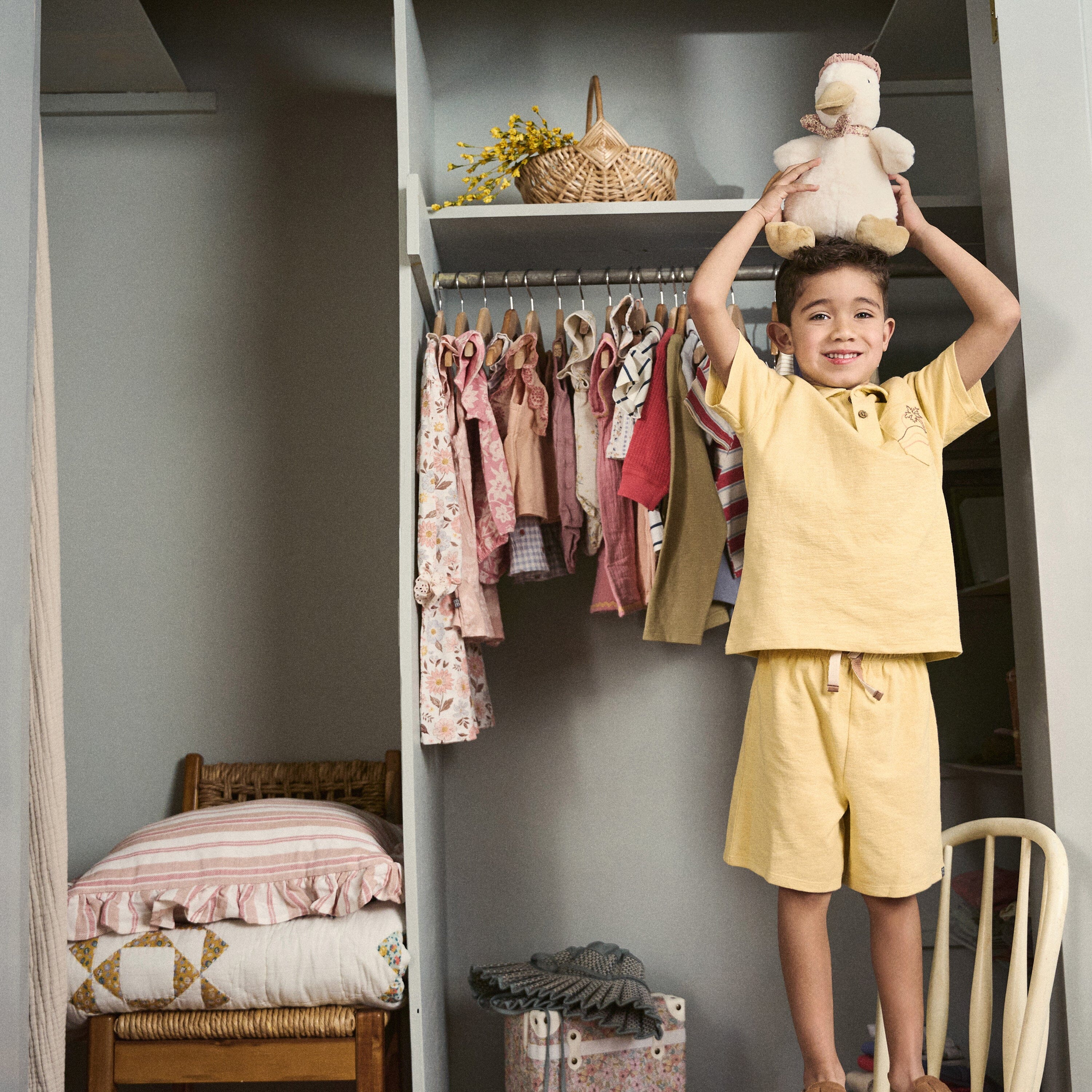 2-Piece Boys Yellow Palm Tree Polo Shirt and Shorts Set outfits modern moments™ by Gerber® 