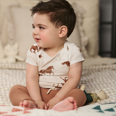 4-Piece Baby Boys Wild Horses Bodysuits and Pants Viscose Set