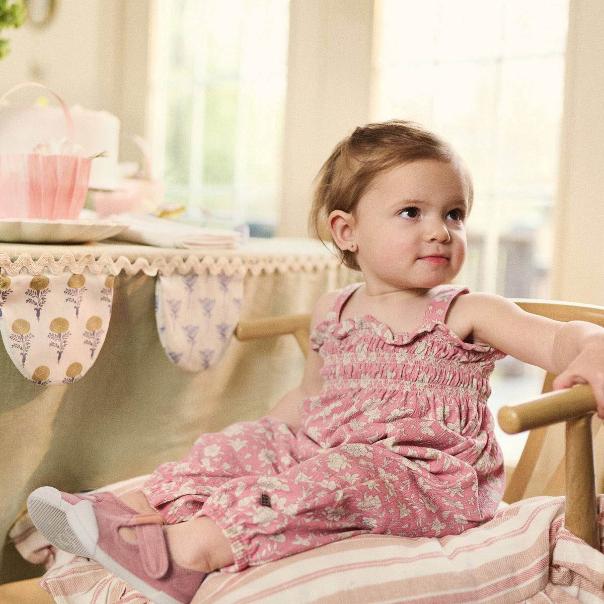 Baby Girls Pink Flower Long Leg Romper rompers modern moments™ by Gerber® 