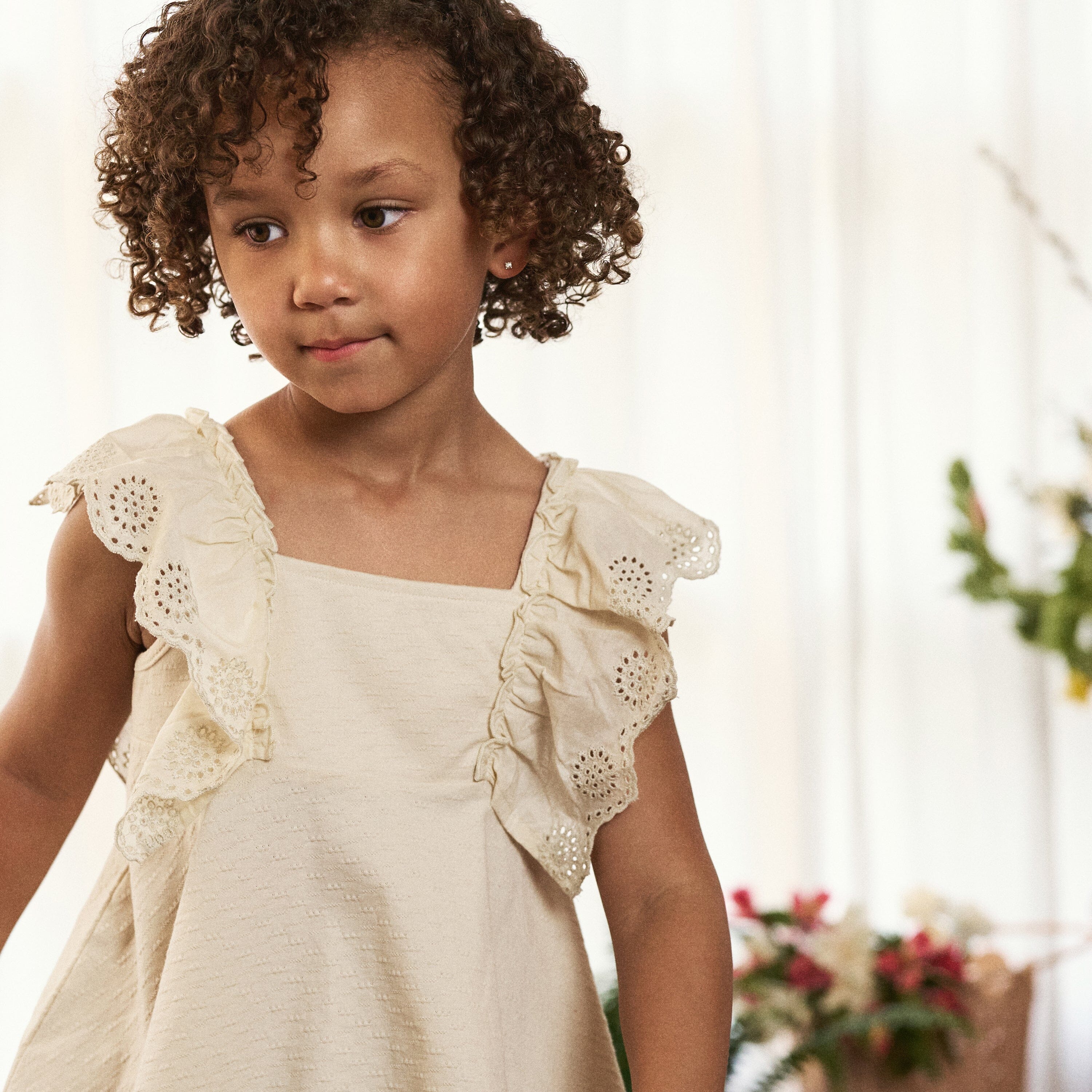 2-Piece Girls Off White Eyelet Top and Shorts Set outfits modern moments™ by Gerber® 