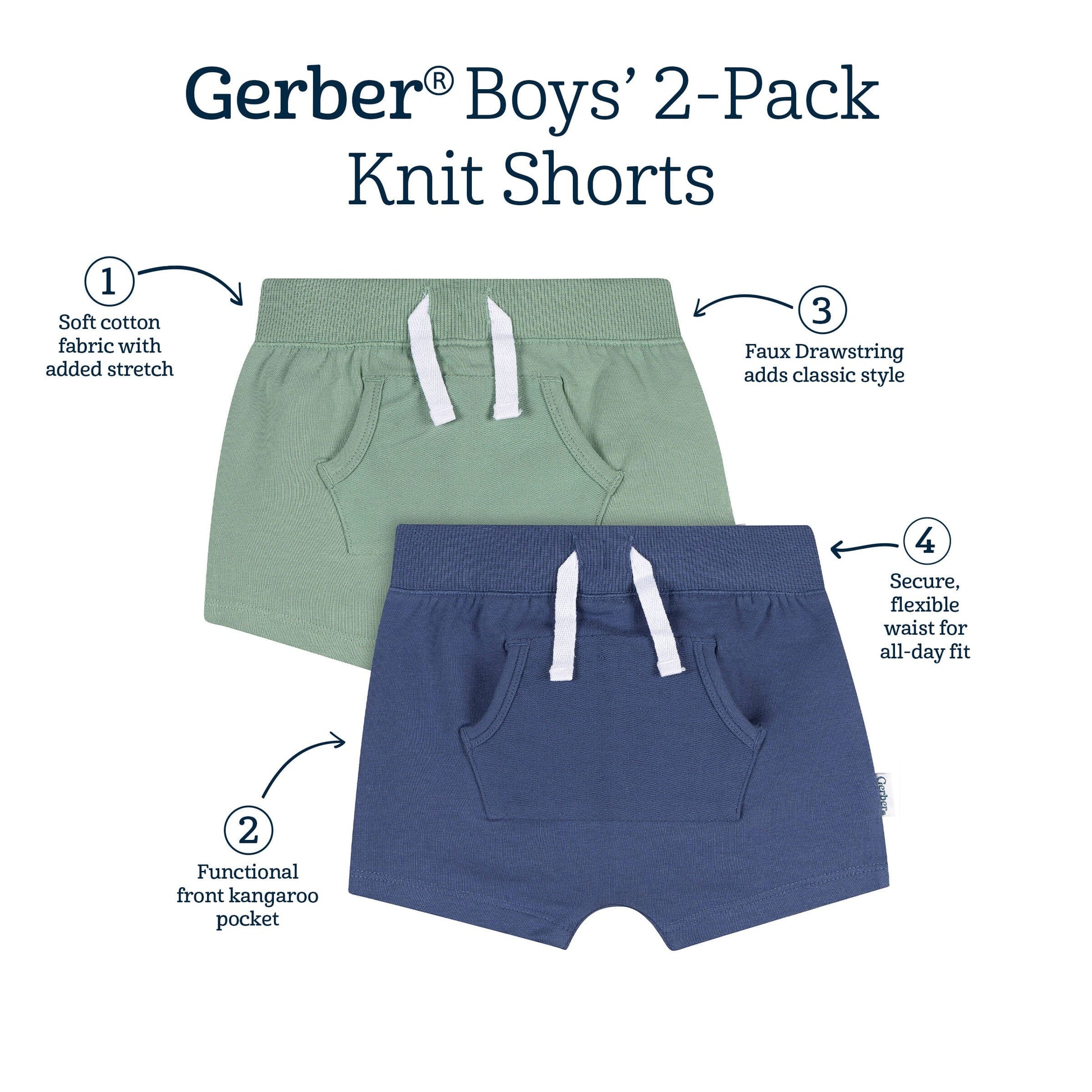 2-Pack Baby Boys Blue & Green Shorts bottoms Gerber® 