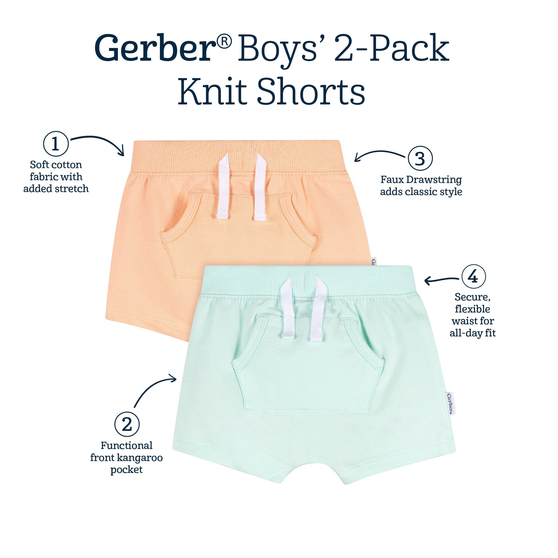 2-Pack Baby Boys Aqua & Peach Shorts bottoms Gerber® 