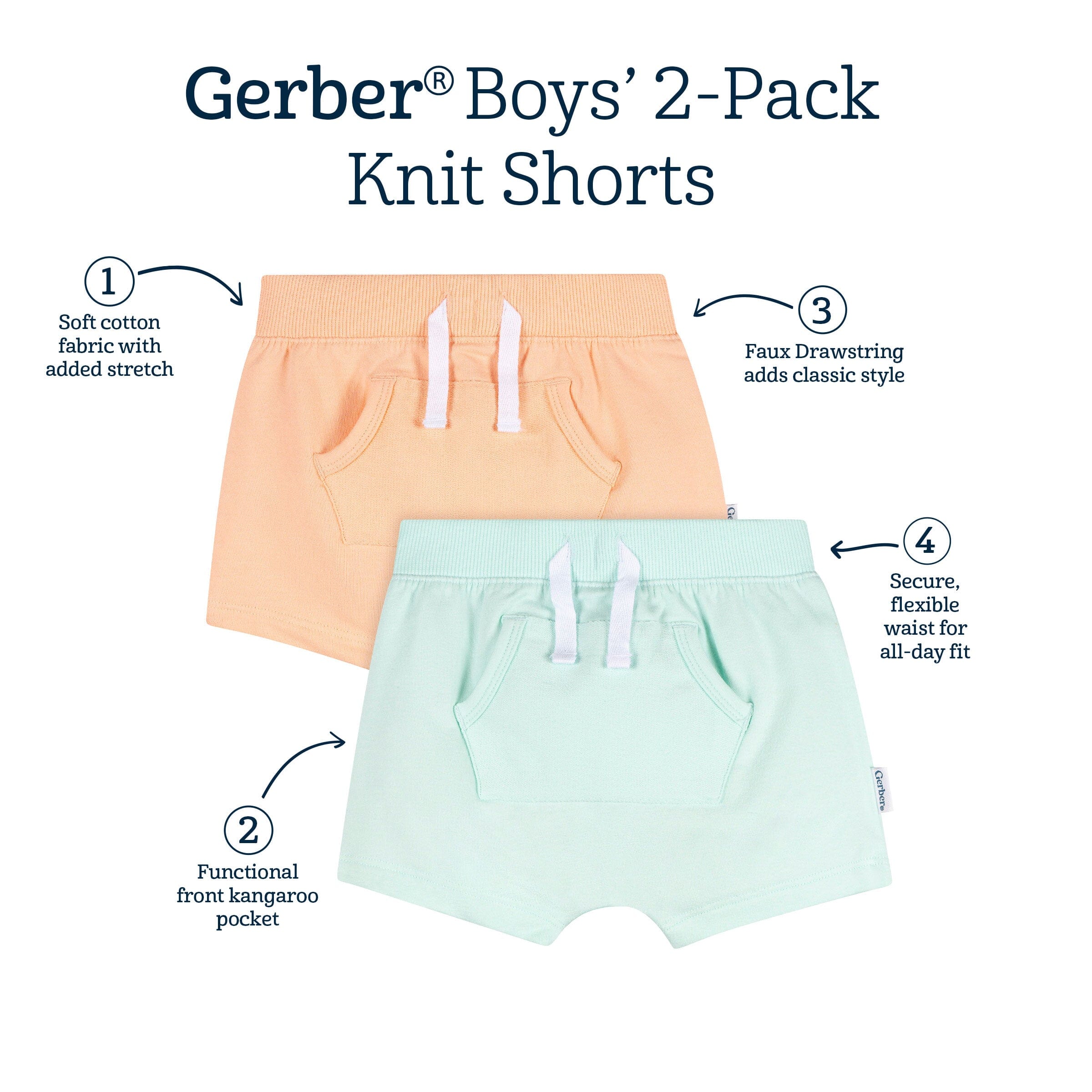 2-Pack Baby Boys Aqua & Peach Shorts bottoms Gerber® 