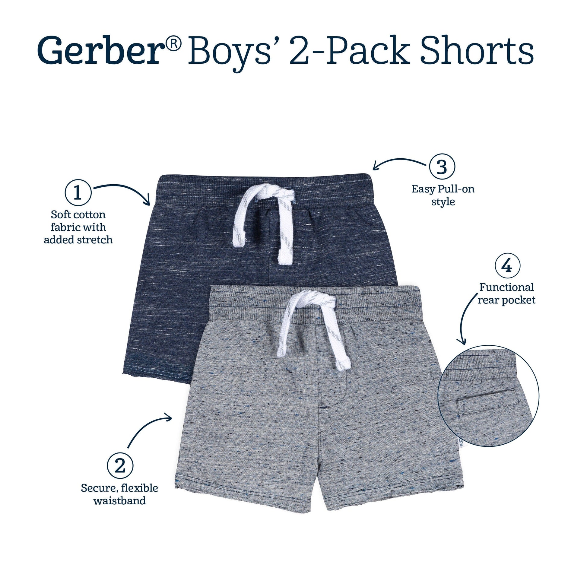 2-Pack Baby & Toddler Boys Blue Raw Edge Knit Shorts bottoms Gerber® 