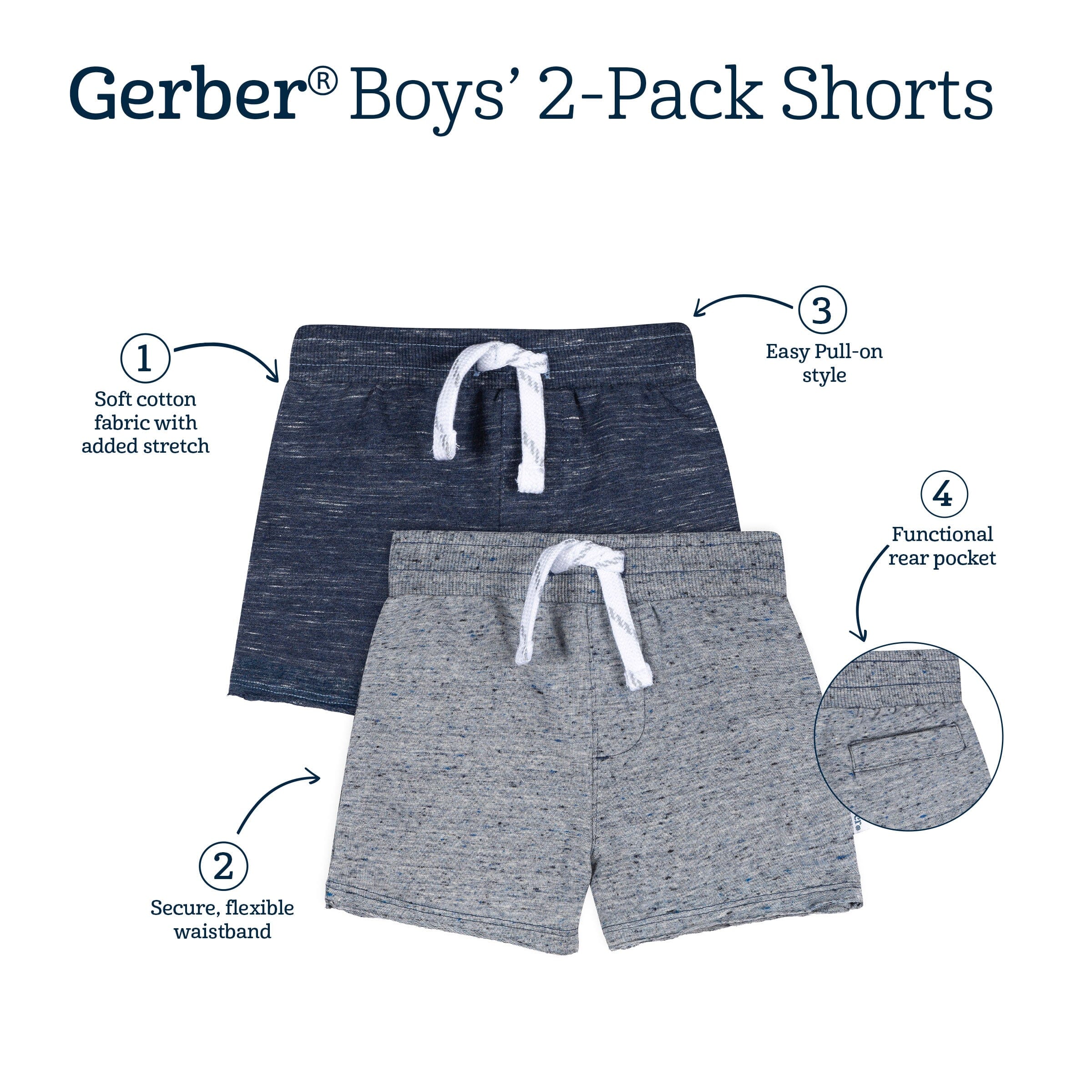 2-Pack Baby & Toddler Boys Blue Raw Edge Knit Shorts bottoms Gerber® 