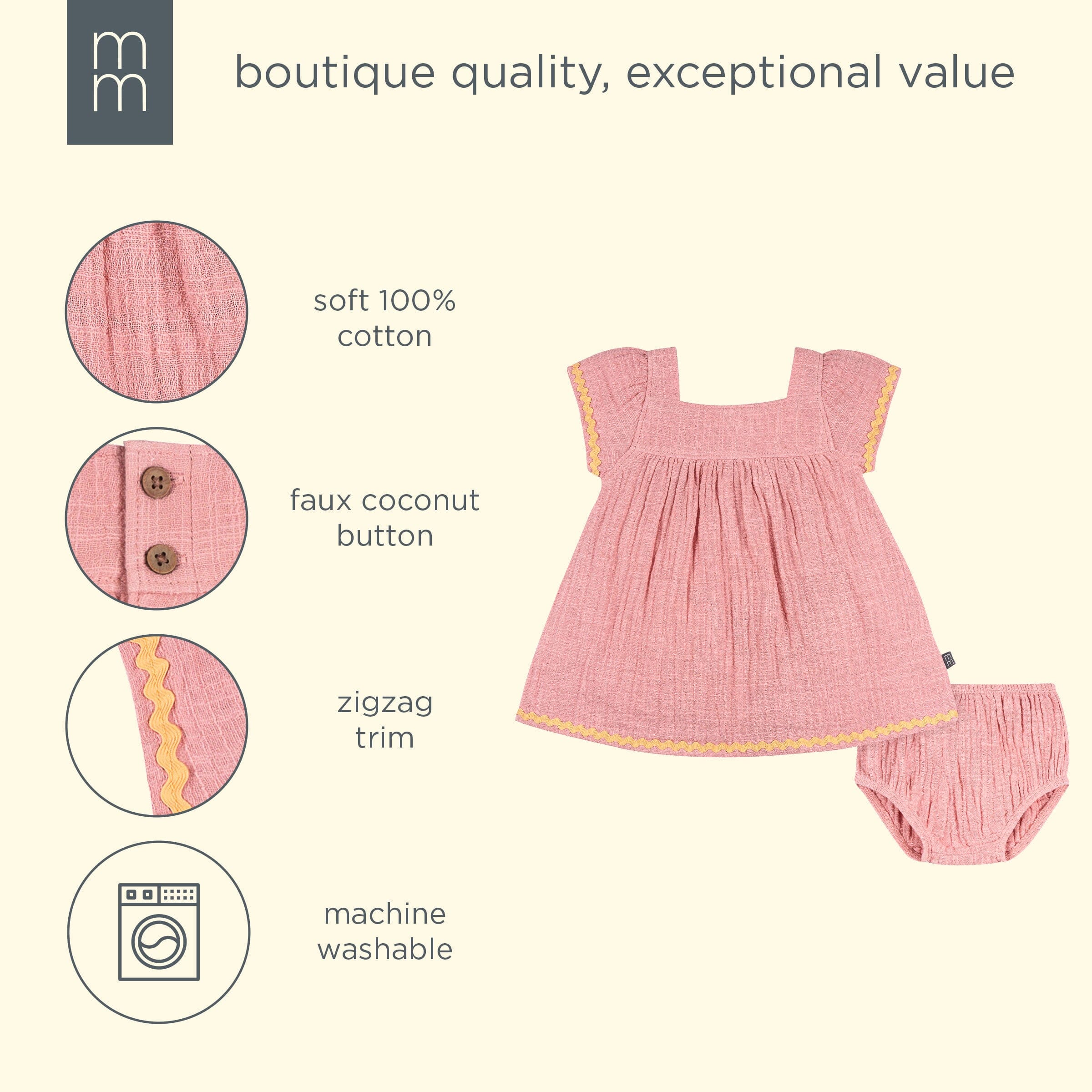 2-Piece Baby Girls Rose Elegance Dress and Diaper Cover dresses modern moments™ by Gerber® 