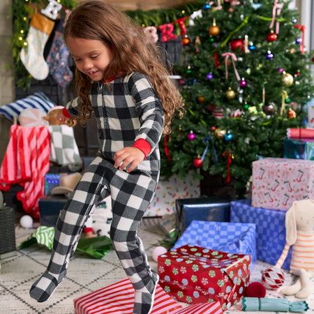 Baby & Toddler Neutral Gingham Footed Fleece Pajamas